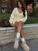 JULISSA MO Knitted Sexy V-neck Mini Dress Women Apricot Long Sleeve High Waist Dress Female Winter Loose Casual Party Streetwear_ecoleips.com