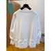 American Style Air Cotton White Lace Trim Patchwork Long Sleeve T-Shirt For Women Spring Korean Version Loose Solid_ecoleips.com
