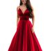Verve 2025 Summer New Women's Fashion Sexy V-neck Solid Color Dress Strap Evening Gown_ecoleips.com