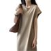 Japan And Korea Casual Summer Large Size Flying Sleeve Dress French Anti-light Loose Niche Medium And Long T-shirt Skirt Women_ecoleips.com