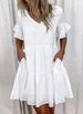 Aria Basics Aria Basics Cross-Border Women's Fashion 2025 Spring Summer Sweet V-Neck Printed Flared Dress European And American Style_ecoleips.com