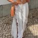 Women's Clothing Irregular Design White Skirt Holiday Style Slit Ruffle Fashion Long Skirt_ecoleips.com
