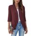 Women's Clothing Solid Color Cardigan Coat 3/4 Sleeve Ruffle Top Coat Cardigans_ecoleips.com
