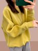 Yellow Long-sleeved Sweatshirt Women, 2024 New Popular Style, High-end, Super Stylish, Loose, Unique Design Top For_ecoleips.com