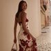 Elegant Floral Print Bodycon Skirt French Red Patchwork Suspender Dress Style Summer Fashion For Women_ecoleips.com