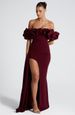 High-End Elegant Off-Shoulder Banquet Dress European American Style Slit Fishtail Design Wholesale 2025_ecoleips.com