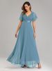 K Big Swing Double V-neck Trumpet Sleeve Dress Elastic Banquet Bridesmaid Large Evening Dress_ecoleips.com