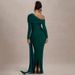 Verve Women's New Style Asymmetrical Neck Sleeve Fashionable Elegant Sexy Slim Fit Pleated High Waist Long Dress_ecoleips.com