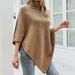 MaoMaoYu 2026 Autumn Winter European And American Foreign Trade Shawl Cape Sweater Solid Color High Neck Cross-Border_ecoleips.com