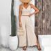 Women's Clothing Jacquard Striped Suspenders Straight Slit Casual Pants Summer Women's Two Piece Trousers Suit_ecoleips.com