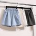 2025 Summer New A Line Thin Tencel Denim Shorts Women's Versatile Loose High Waist Wide Leg Pants_ecoleips.com