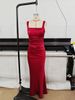 High-End Slim Fit Women's Halter Dress Sexy Pleated Long Skirt Tie-Up Bodycon Evening Banquet Dress for Export_ecoleips.com