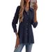 "Textured Long Sleeve Button-Down Shirt For Women – Solid Color Casual Top, Euro-American Style, Autumn & Winter Essential"_ecoleips.com