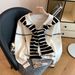 Korean Style Polo Lapel Sweater – Embroidered Pony & Striped Shawl Two-Piece Set (S/M/L/XL)_ecoleips.com