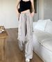 Summer New Women's High Waist Cargo Pants Retro Wide Leg Casual Drawstring Versatile Long Trousers American Style_ecoleips.com