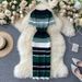YuooMuoo Lady Stripes Knitted Bodycon Office Dress Summer Slim Elastic Sexy Package Hips Party Dress Women Outfits Vestidos_ecoleips.com