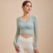 K Yoga Suit Top With High-end Feel, Mesh Long Sleeved Short Sleeved Two-piece Set, Sports Interior One-piece_ecoleips.com