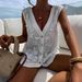 Women's Clothing New V Neck Sleeveless Sexy Embroidered Top Vest Shirt_ecoleips.com