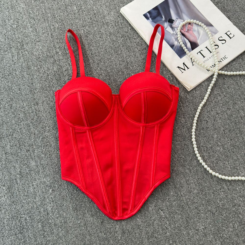 Women's Slim Fit Strapless Bra Top with Boning Soft Support Irregular Hem Short Tank Camisole Carefully Selected Outerwear_ecoleips.com