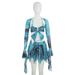 W092ST Hot Girl 2025 Spring New Fashion Long Sleeve Colorful Print Tie-Up Crop Top Short Women's Set_ecoleips.com