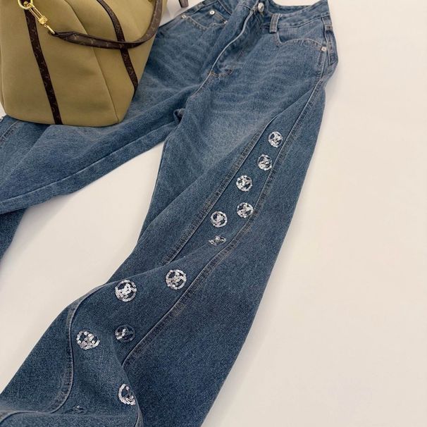 Designed In American Heavy-duty Washed Denim Style, The New Vintage High-waisted Loose High-street Slimming Straight-leg_ecoleips.com