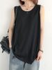 Summer Casual Loose Women's Tank Top Svel Base Layer Pure Color Outerwear Versatile Slimming Effect Polyester Fiber_ecoleips.com