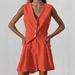 Women's Linen Vest & Shorts Set – Elegant Sleeveless Two-Piece Outfit For Summer, Breathable Cotton Linen Blend, Casual Office Wear_ecoleips.com