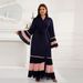 Verve Muslim Fashion Pleated Color Block Sleeve Long Dress Robe_ecoleips.com