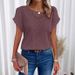 2026 Spring/Summer New Lace Splicing Hollow Carving Round Neck Short Sleeve T-shirt For Women_ecoleips.com