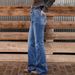 Women's Blue Embroidered Wide Leg Stretch Jeans Loose Fit Back Pocket Cross Border European American Denim Jeans_ecoleips.com