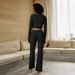 Voya Women's Popular Minimalist Home Outfit Set For Autumn And Winter Sleepwear, Comfortable And Casual Long Sleeved Two-piece Set_ecoleips.com