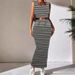 Summer Fashionable Striped Knitted Vest And Bodycon Skirt Set For Women Slim Fit Style_ecoleips.com