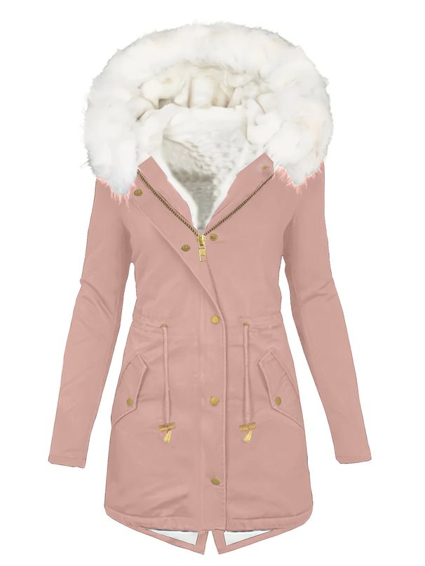 Winter Zip-Up Hooded Coat With Faux Fur Trim, Long Parka Jacket For Women & Men, Warm Polyester Cotton Filling, Multiple Colors & Sizes_ecoleips.com
