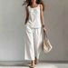 Women's Cotton Linen Vacation Vest And Pants Set Multiple Colors Sizes American Style In Stock_ecoleips.com