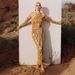 Women's Clothing new style golden sexy halter neck wrap top pleated irregular skirt two piece chain suit skirt_ecoleips.com