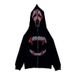 Women's Dark Gothic Street Style Hoodie Zipper Sweatshirt With Skull And Rhinestone Design New_ecoleips.com