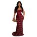 Women's Solid Color Sequin Sexy Suspender Long Skirt Dress_ecoleips.com