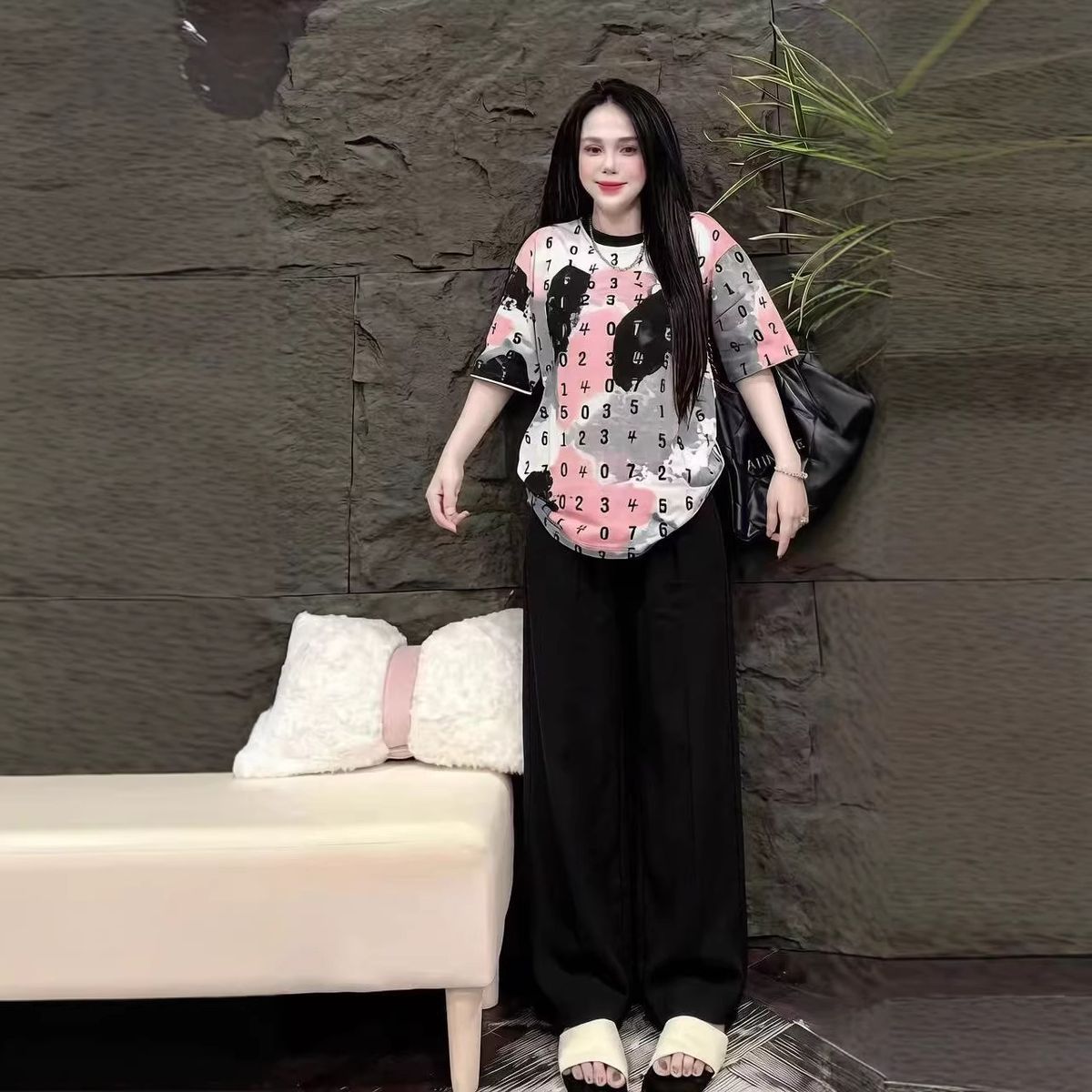 Women's Clothing Style Women's Summer Casual Two Piece Set Short Sleeved T Shirt And Slimming Wide Leg Pants Design_ecoleips.com