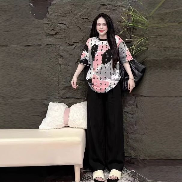 Women's Clothing Style Women's Summer Casual Two Piece Set Short Sleeved T Shirt And Slimming Wide Leg Pants Design_ecoleips.com