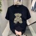 Women's Clothing Bear Print Cotton Short Sleeved T Shirt Summer All Match Trendy Fashion Tops T Shirt Men's Clothing_ecoleips.com