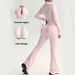 Seamless High-Waist Flare Leggings And Zip-Up Long Sleeve Top Yoga Set Women's Convertible Workout Outfit Naked Feel_ecoleips.com
