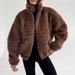 Trendy Faux Shearling Jacket For Women – Oversized Cozy Fleece Coat (S-Xl, Beige/Pink/White/Brown, Polyester, Streetwear Chic With Stand Collar)_ecoleips.com