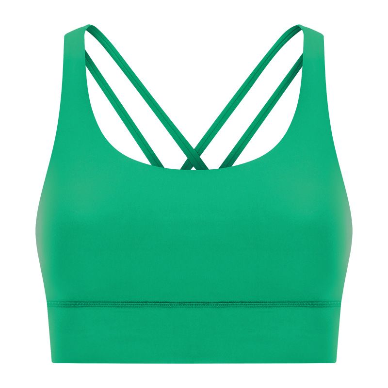New Dropshipping Nude Feel Sports Bra With Cross Back Sexy Design, Fitness Running Shock Absorbing Yoga Bra_ecoleips.com