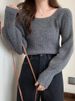Autumn Winter Loose Women Sweaters Casual Soft Long Puff Sleeve Pullovers Jumpers Knitwear Basic Sweater For Women Tops_ecoleips.com