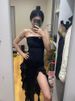 Women's Sexy Strapless Off Shoulder Midi Dress With Ruffle Edge Split Style Dress For Summer 2025 Slim Fit Party Dress_ecoleips.com