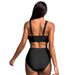 Women's Sexy Solid Color Bikini Swimsuit With Mesh Insert, Two-Piece Swimwear For Beach & Pool_ecoleips.com