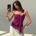 New 2026 Women's Off-Shoulder Mesh Vest Top with 3D Floral Decor Irregular European American Style Cross Border Fashion for Ladies_ecoleips.com