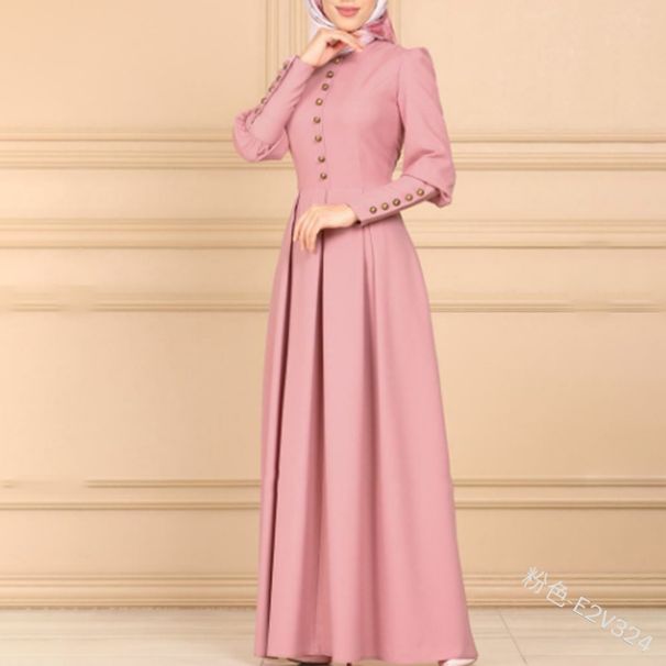 European American 2022 Goddess Style Round Neck Sleeve With Button Decoration, Simple Cuffed Sleeves, High Waist, And_ecoleips.com