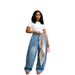 Women's Washed Denim Jeans Long Style Curved Silhouette Loose Fit Square Scarf Decoration New Style 2026_ecoleips.com