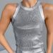 Women's Clothing Futuristic Silver Inner Wear Knitted Vest Women's Slim Fashion Pullover Top_ecoleips.com